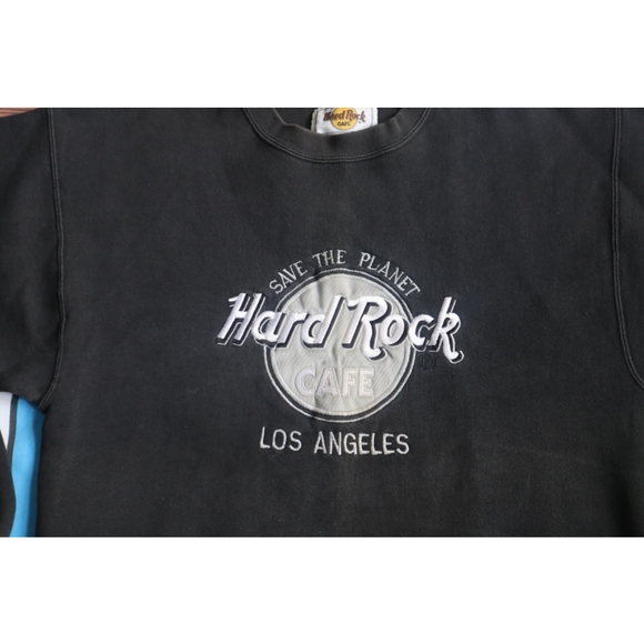 Vintage Hard Rock Los Angeles Crewneck Pullover Sweatshirt Made in USA Black M - Picture 2 of 5